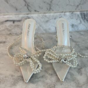 Public Desire Pearl Rhinestone Clear Heel Size 5